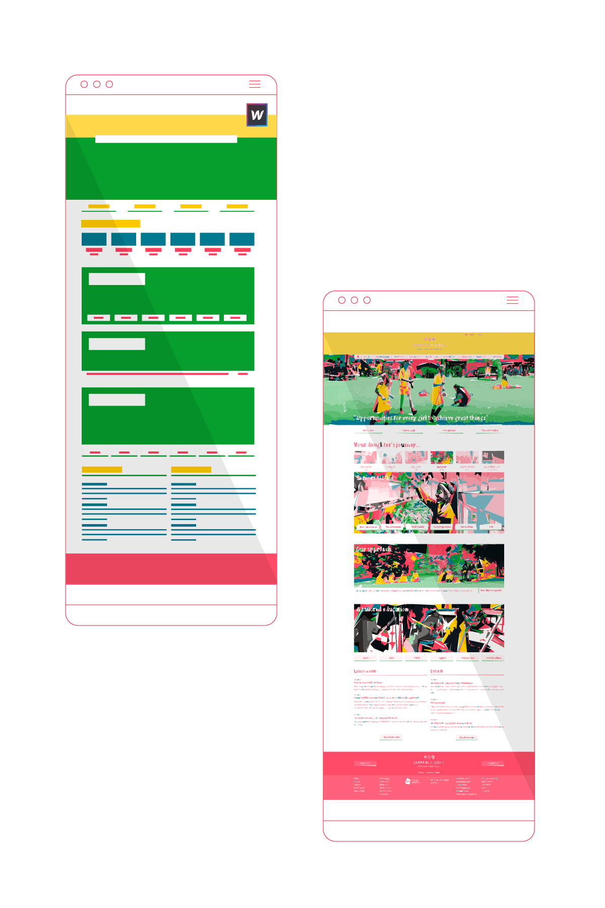 illustration of Webflow prototype and actual homepage