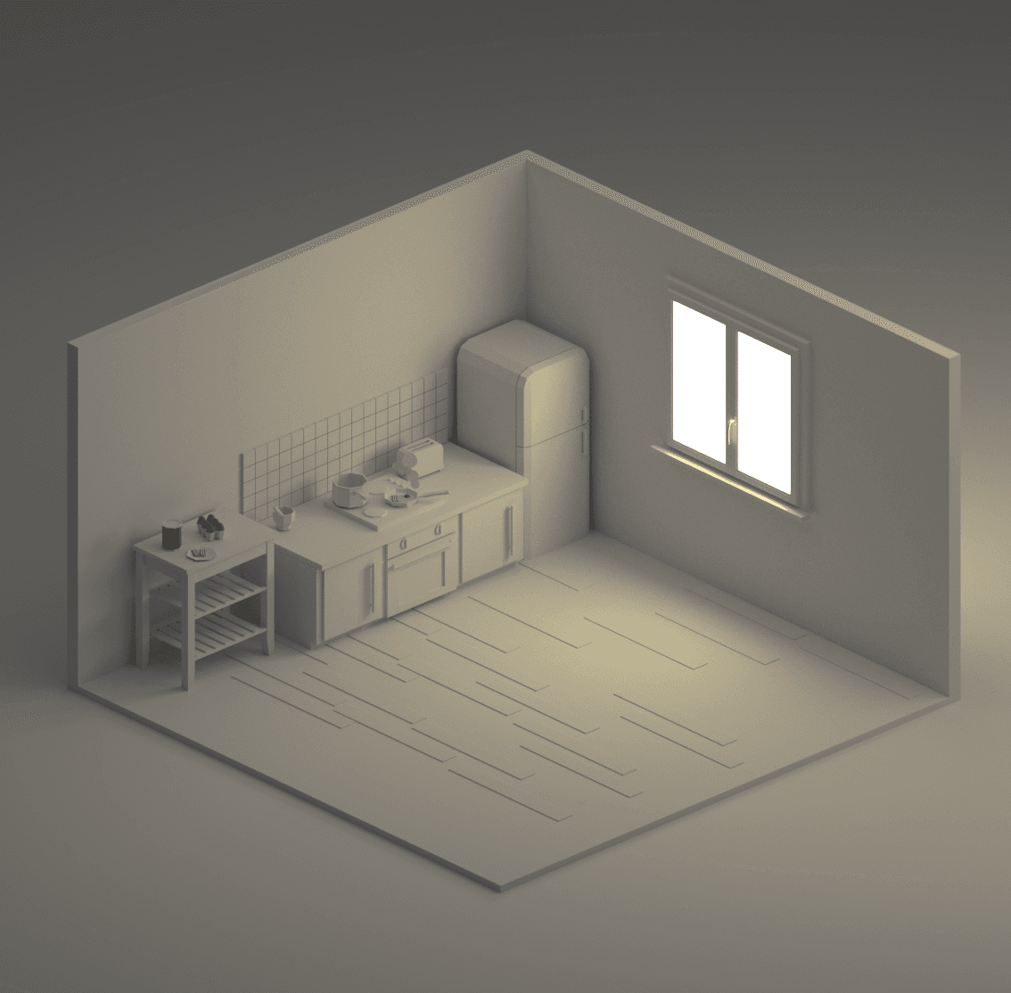 image of clay rendering of proposed kitchen